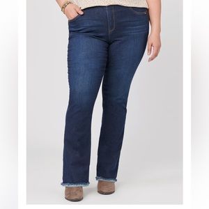 Democracy  #242 High Rise Itty Bitty Boot Indigo frayed hem Jean